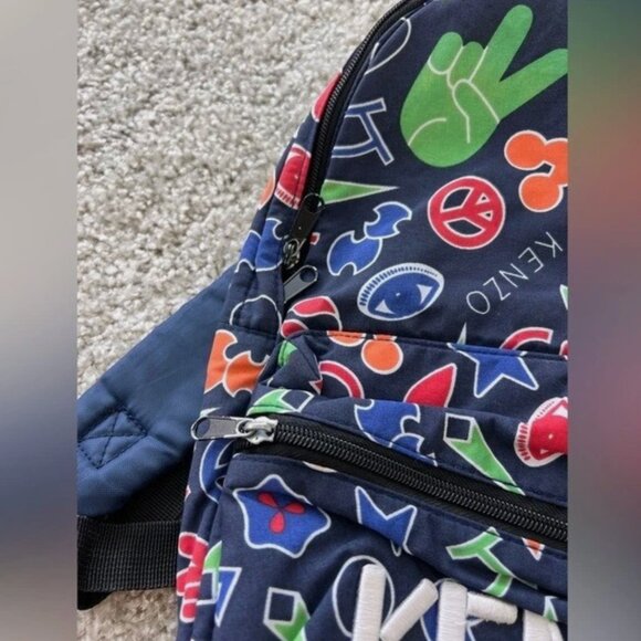 KENZO Navy Multi Colour Cotton Printed Satchel - Rare Edition - Picture 9 of 12